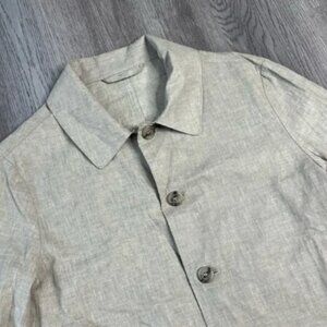 Luigi Borrelli Jacket Mens 48 Unstructured Trench Blazer Cream Napoli Flax Italy